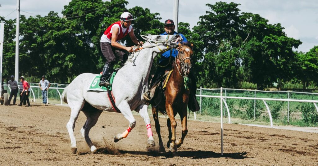 勝利を喜ぶ馬主と競走馬